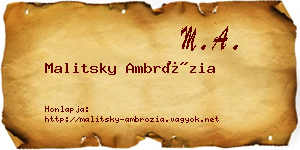 Malitsky Ambrózia névjegykártya